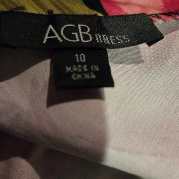 AGB Pink and Green Floral Sleeveless Dress Size 10 - Picture 5 of 5